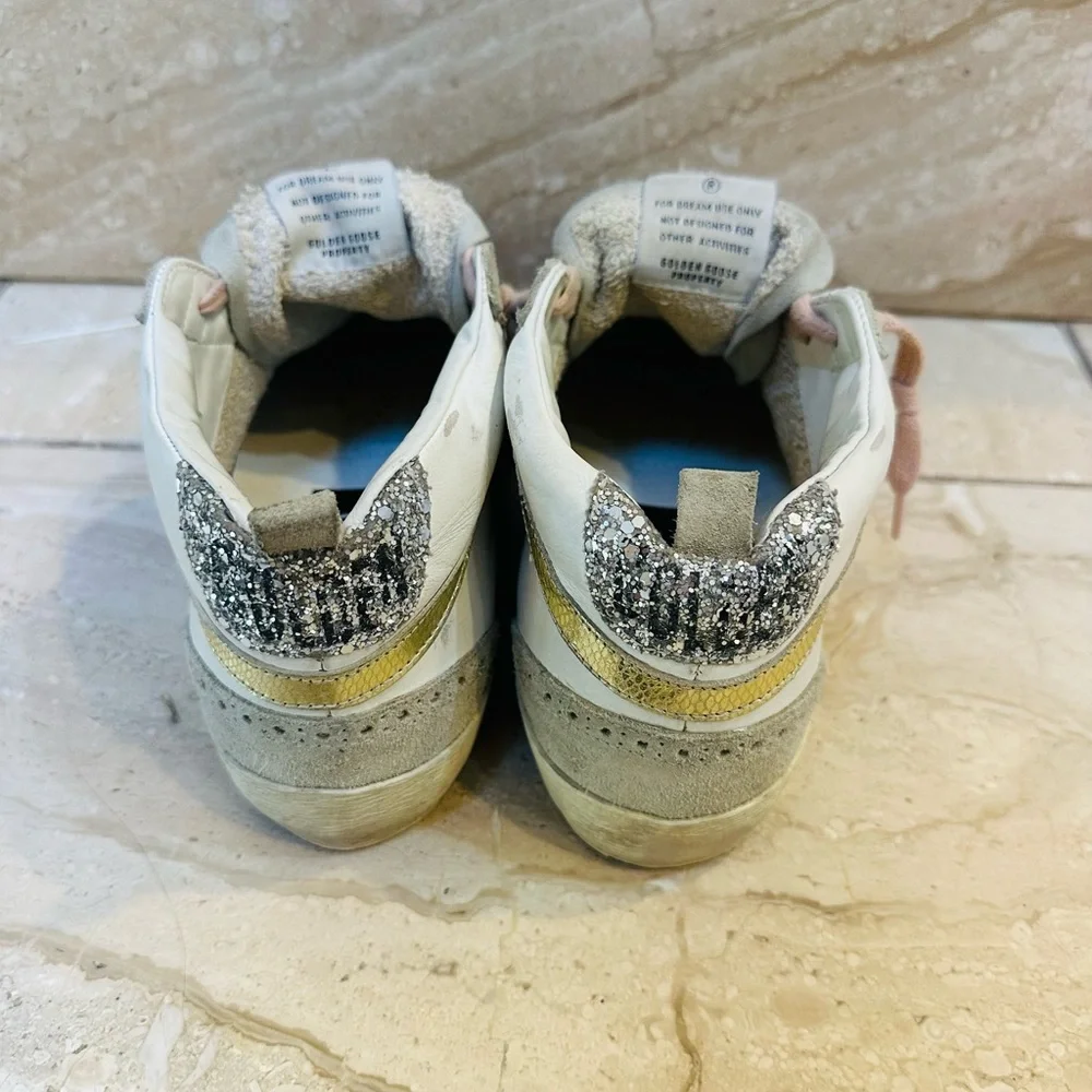Golden Goose High-Top Sneakers - Gray and Pink with Leopard Detail - Picture 8 of 12